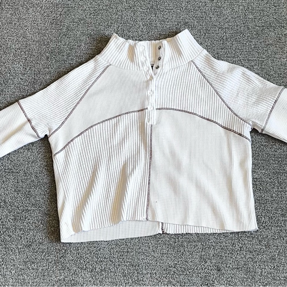 White Ribbed Mock Neck Sweater